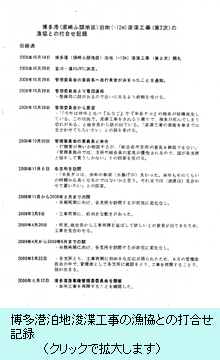 博多港泊地浚渫工事の漁協との打合せ記録