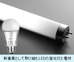 新事業として取り組むLEDの蛍光灯と電球