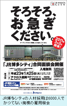 JR博多シティの人材採用は6,000人で かつてない規模の雇用機会