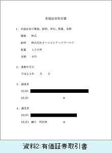 資料2：有価証券取引書