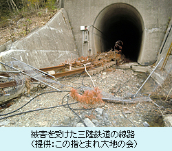 被害を受けた三陸鉄道の線路