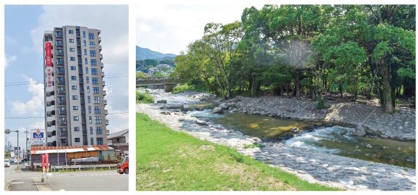 （左）エイリックスタイル那珂川--（右）中ノ島公園